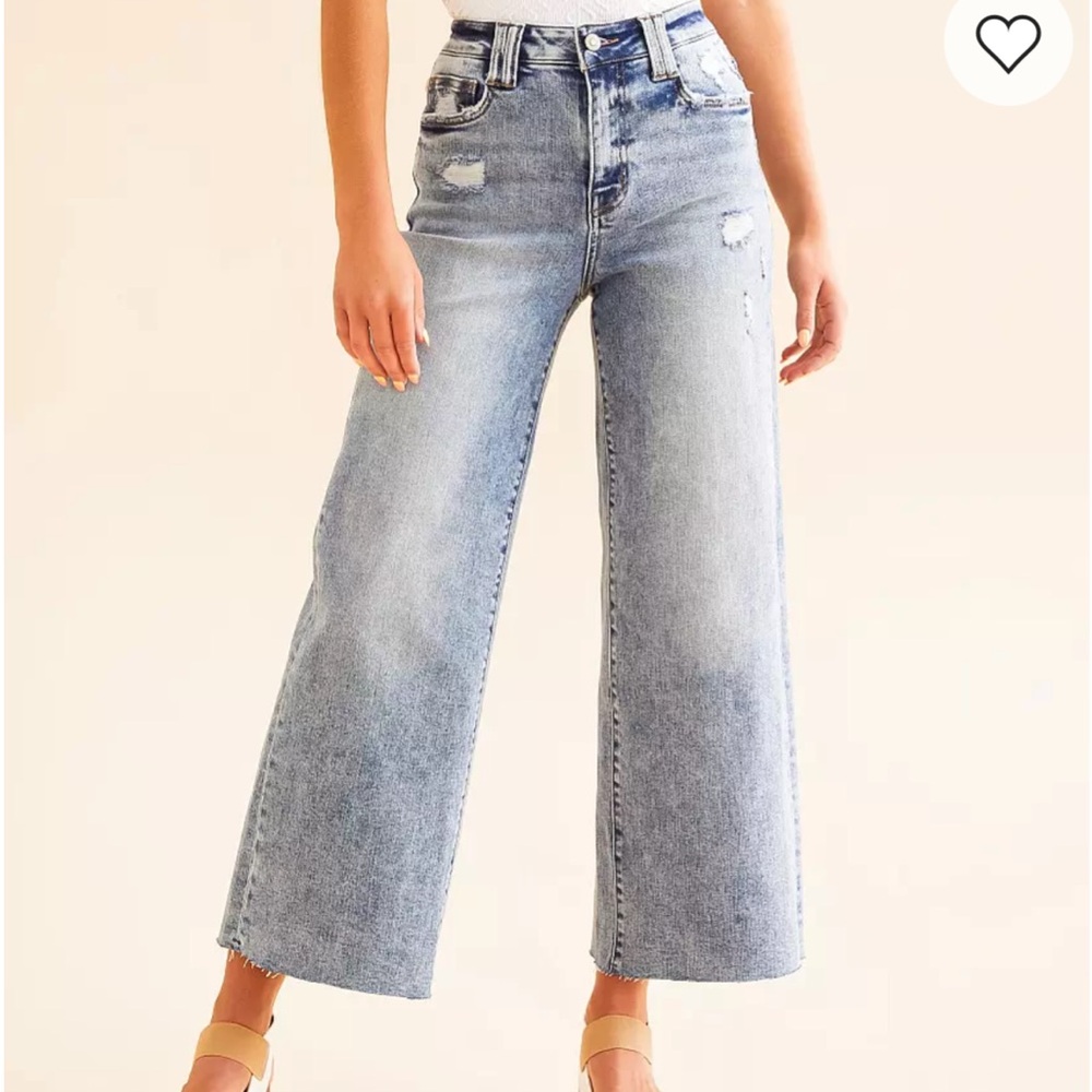 Flying Monkey Distressed Light Blue Wide Leg Jeans